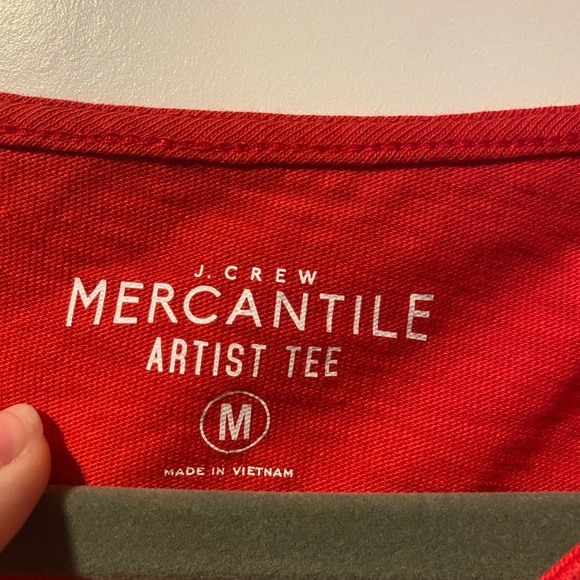 J Crew Long Sleeve Bright Red Artist T. Size Medium - Picture 2 of 3